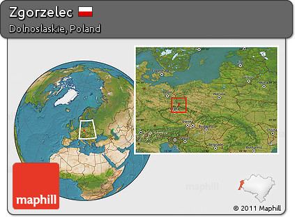 Satellite Location Map of Zgorzelec, within the entire country