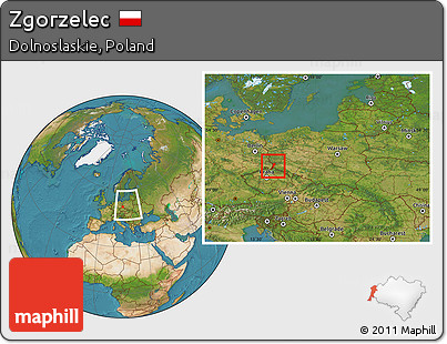 Satellite Location Map of Zgorzelec, within the entire country