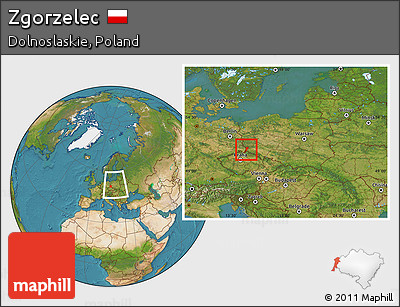 Satellite Location Map of Zgorzelec, within the entire country
