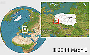 Satellite Location Map of Zgorzelec, highlighted country, within the entire country