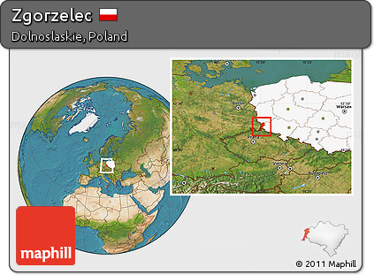 Satellite Location Map of Zgorzelec, highlighted country