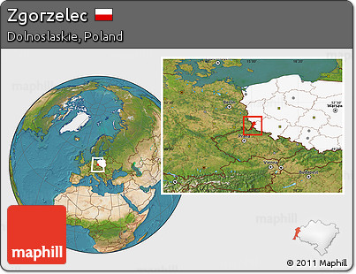 Satellite Location Map of Zgorzelec, highlighted country
