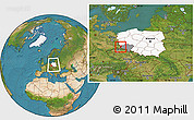 Satellite Location Map of Zgorzelec, highlighted country, highlighted parent region, within the entire country