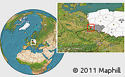 Satellite Location Map of Zgorzelec, highlighted country, highlighted parent region