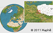 Satellite Location Map of Zgorzelec, highlighted country