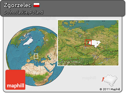 Satellite Location Map of Zgorzelec, highlighted parent region
