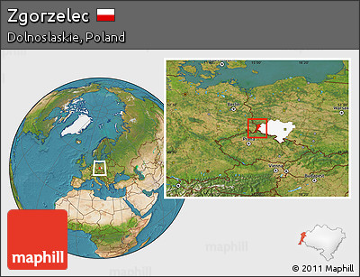 Satellite Location Map of Zgorzelec, highlighted parent region