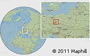 Savanna Style Location Map of Zgorzelec, within the entire country, hill shading