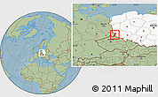 Savanna Style Location Map of Zgorzelec, highlighted country, hill shading