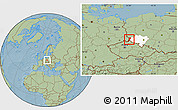 Savanna Style Location Map of Zgorzelec, highlighted parent region, hill shading