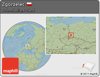 Savanna Style Location Map of Zgorzelec, hill shading
