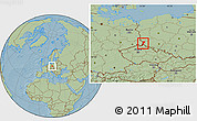 Savanna Style Location Map of Zgorzelec, hill shading