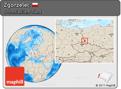 Shaded Relief Location Map of Zgorzelec