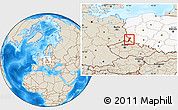 Shaded Relief Location Map of Zgorzelec, highlighted country