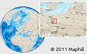 Shaded Relief Location Map of Zgorzelec, highlighted parent region, within the entire country