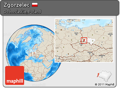 Shaded Relief Location Map of Zgorzelec, highlighted parent region