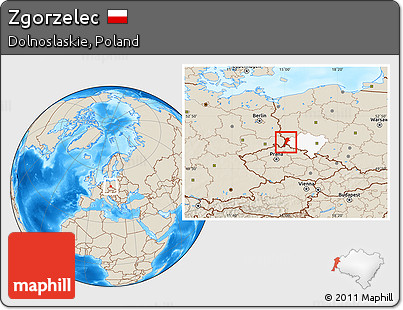 Shaded Relief Location Map of Zgorzelec, highlighted parent region