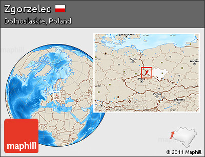 Shaded Relief Location Map of Zgorzelec, highlighted parent region