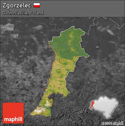 Satellite Map of Zgorzelec, darken, desaturated