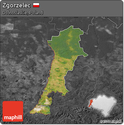Satellite Map of Zgorzelec, darken, desaturated