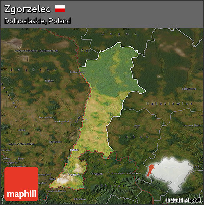 Satellite Map of Zgorzelec, darken