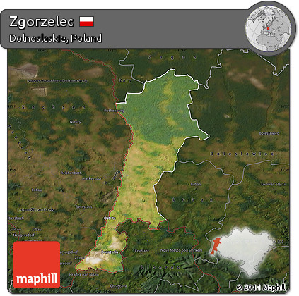 Satellite Map of Zgorzelec, darken