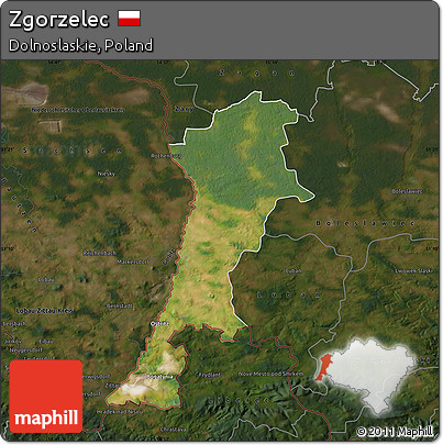 Satellite Map of Zgorzelec, darken