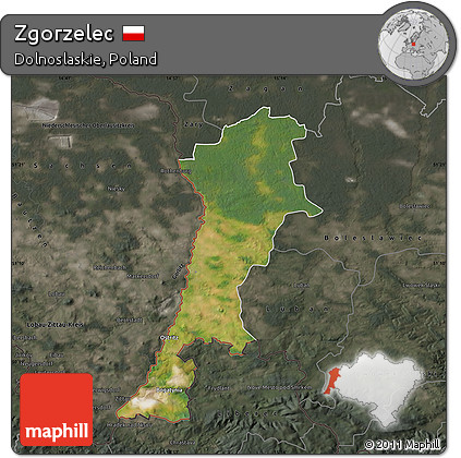 Satellite Map of Zgorzelec, darken, semi-desaturated
