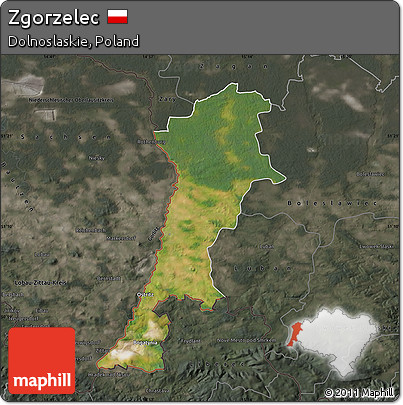 Satellite Map of Zgorzelec, darken, semi-desaturated