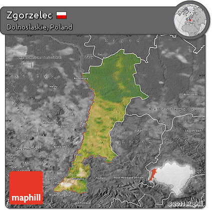 Satellite Map of Zgorzelec, desaturated