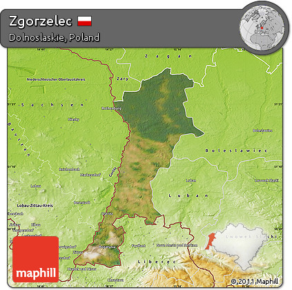 Satellite Map of Zgorzelec, physical outside