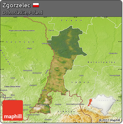 Satellite Map of Zgorzelec, physical outside