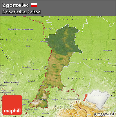 Satellite Map of Zgorzelec, physical outside