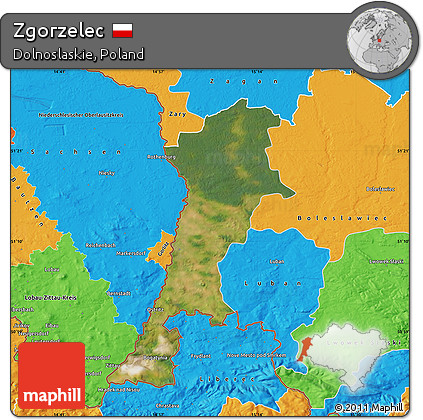 Satellite Map of Zgorzelec, political outside