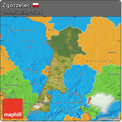 Satellite Map of Zgorzelec, political outside