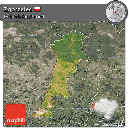Satellite Map of Zgorzelec, semi-desaturated