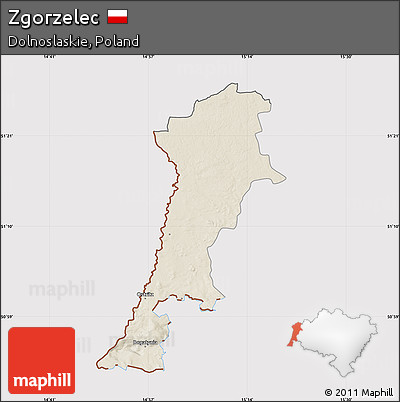 Shaded Relief Map of Zgorzelec, cropped outside
