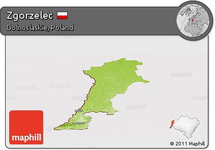 Physical Panoramic Map of Zgorzelec, cropped outside