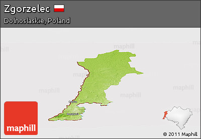 Physical Panoramic Map of Zgorzelec, cropped outside