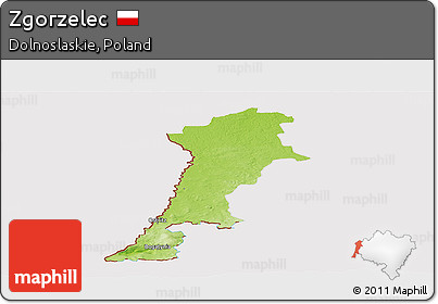 Physical Panoramic Map of Zgorzelec, cropped outside