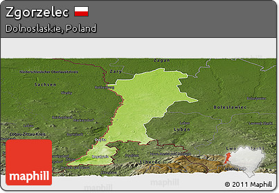 Physical Panoramic Map of Zgorzelec, darken