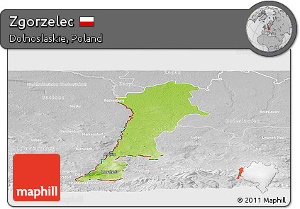Physical Panoramic Map of Zgorzelec, lighten, desaturated