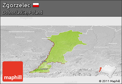 Physical Panoramic Map of Zgorzelec, lighten, desaturated