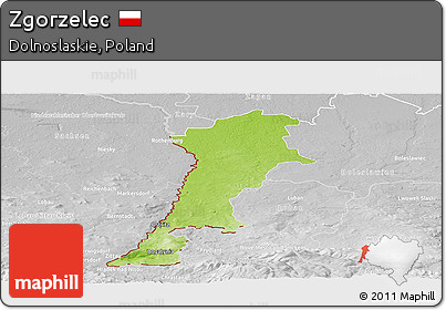 Physical Panoramic Map of Zgorzelec, lighten, desaturated