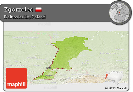 Physical Panoramic Map of Zgorzelec, lighten