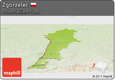 Physical Panoramic Map of Zgorzelec, lighten