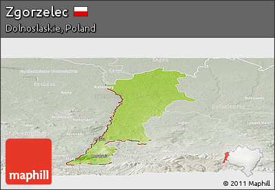 Physical Panoramic Map of Zgorzelec, lighten, semi-desaturated