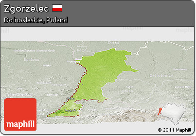 Physical Panoramic Map of Zgorzelec, lighten, semi-desaturated