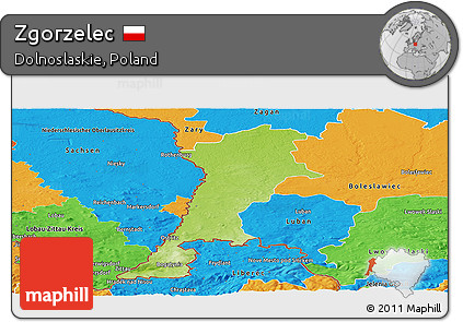Physical Panoramic Map of Zgorzelec, political outside