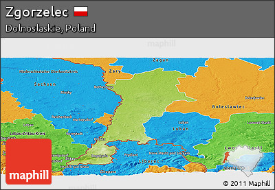 Physical Panoramic Map of Zgorzelec, political outside